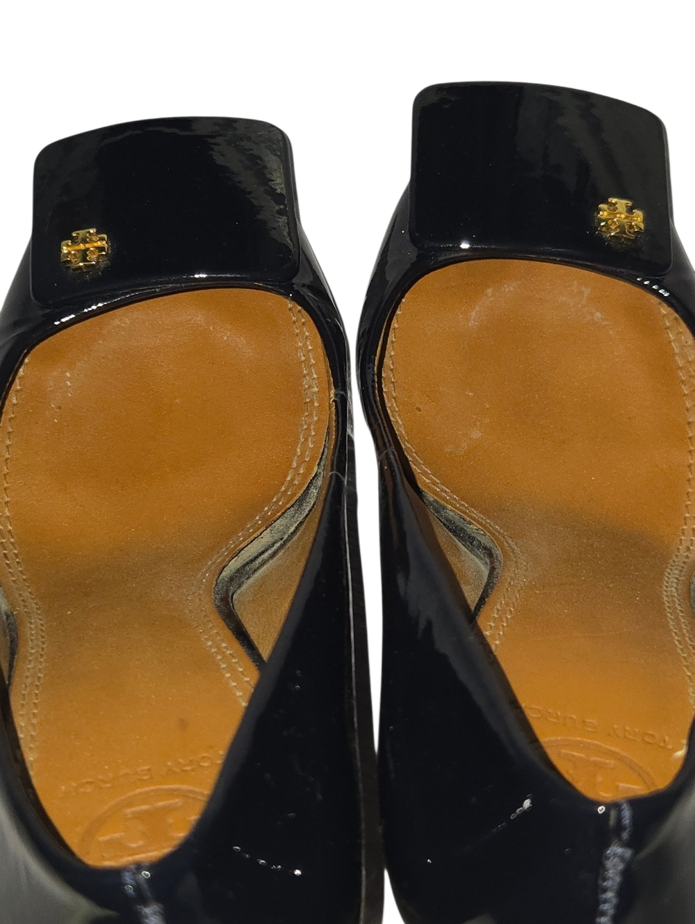 Tory Burch Yardley Navy Blue Patent Leather Square Toe Block Heel Pump - Picture 7 of 13